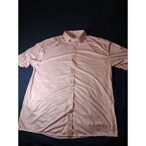 Collars and Co Men's Short Sleeve Button Up Shirt 3XL Pink White Check NWT